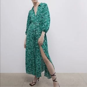 Zara Felicia Shirtdress Green Floral XXL NWOT